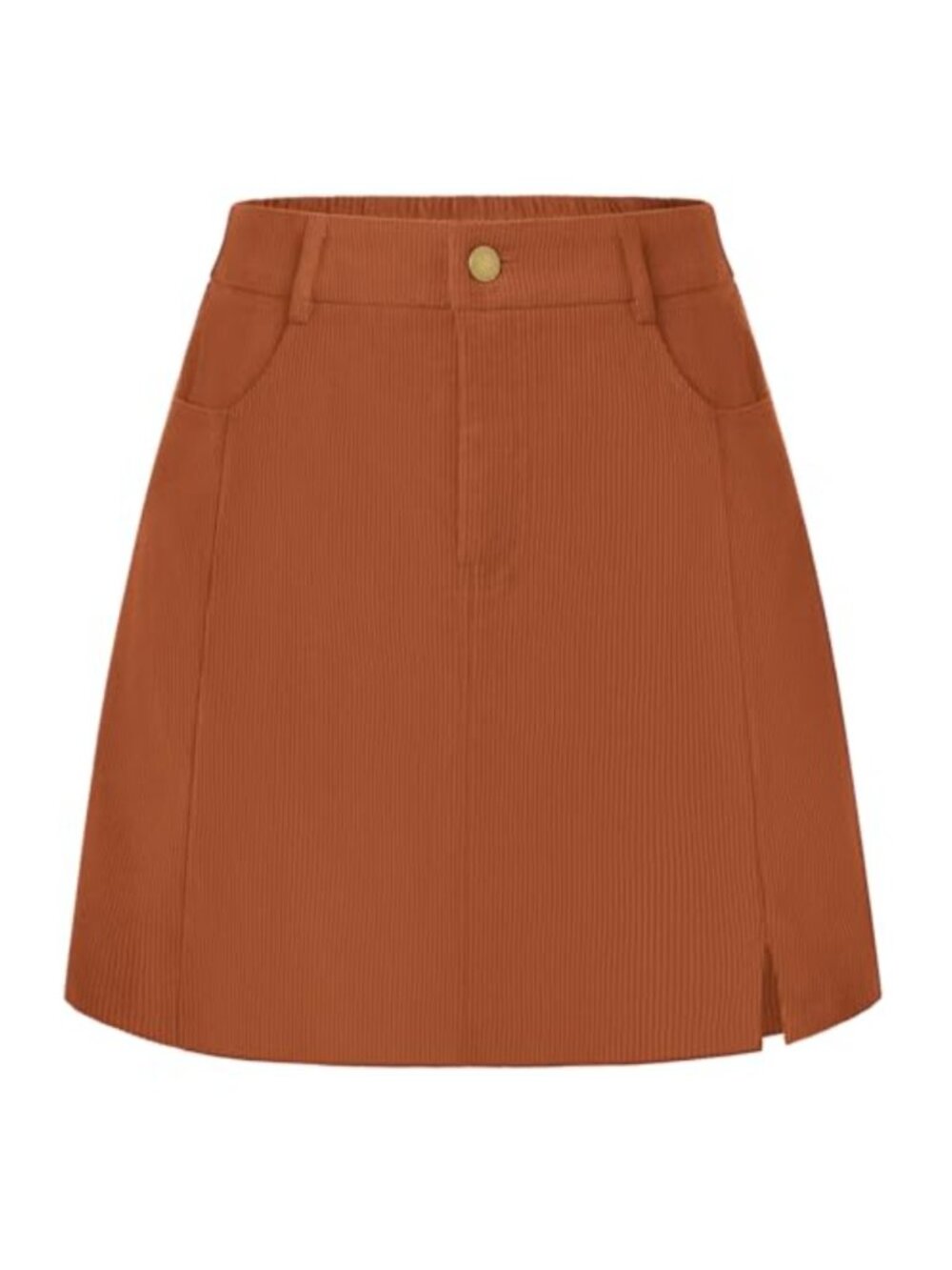 Corduroy A-Line Mini Skirt with Pockets Elastic Waist Casual Fall Winter